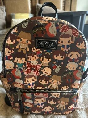 Loungefly Stranger Things Brown Multi Character Mini Backpack